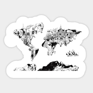 world map landmarks Sticker